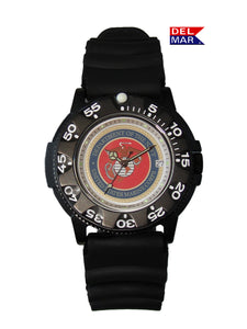 Del Mar Watches Men's U.S. Marine Corps Dial Military Watch - Black Strap #50517
