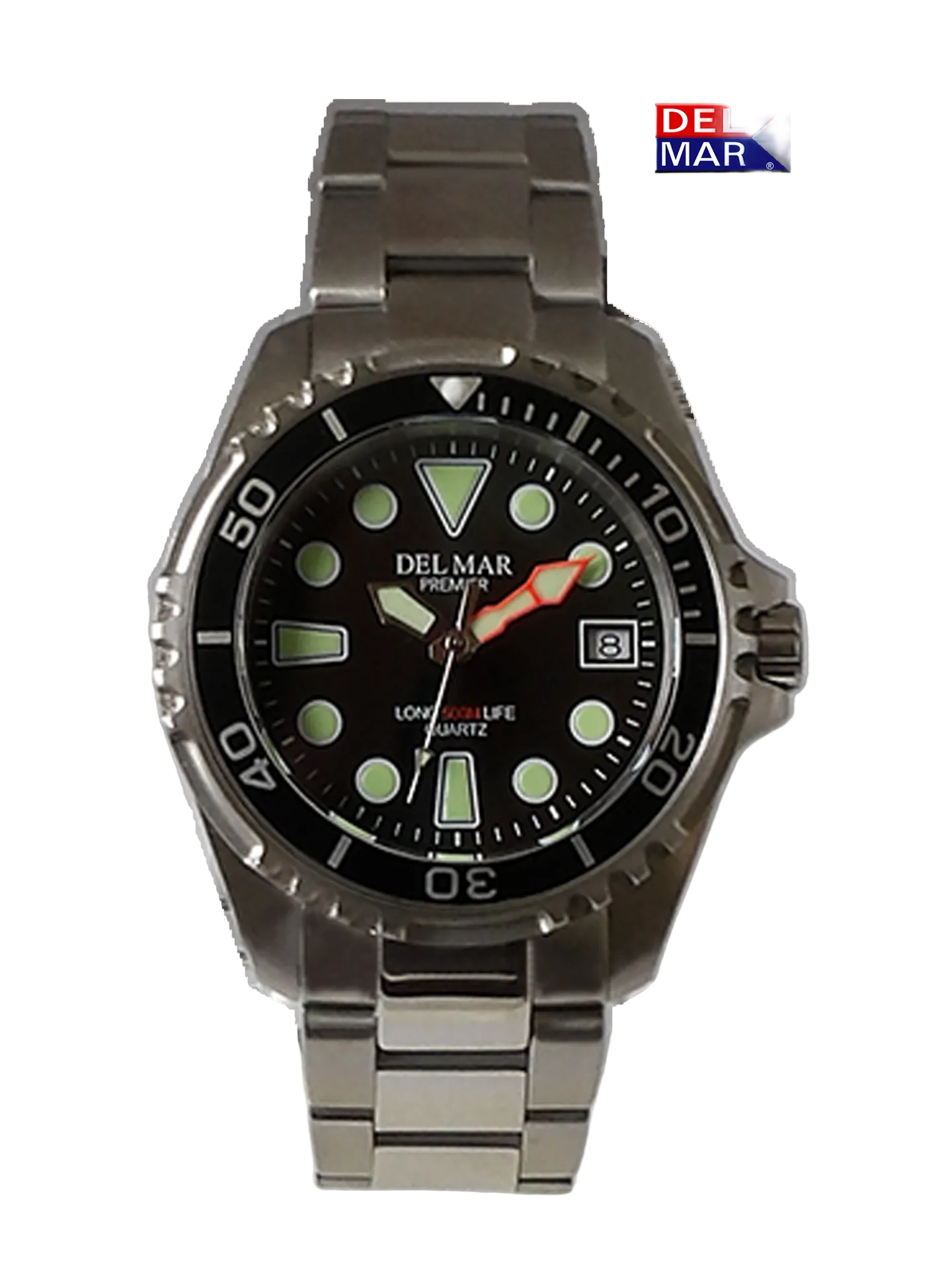 Del Mar Pro Dive 500M Black Dial Watch – Stainless Steel Bracelet