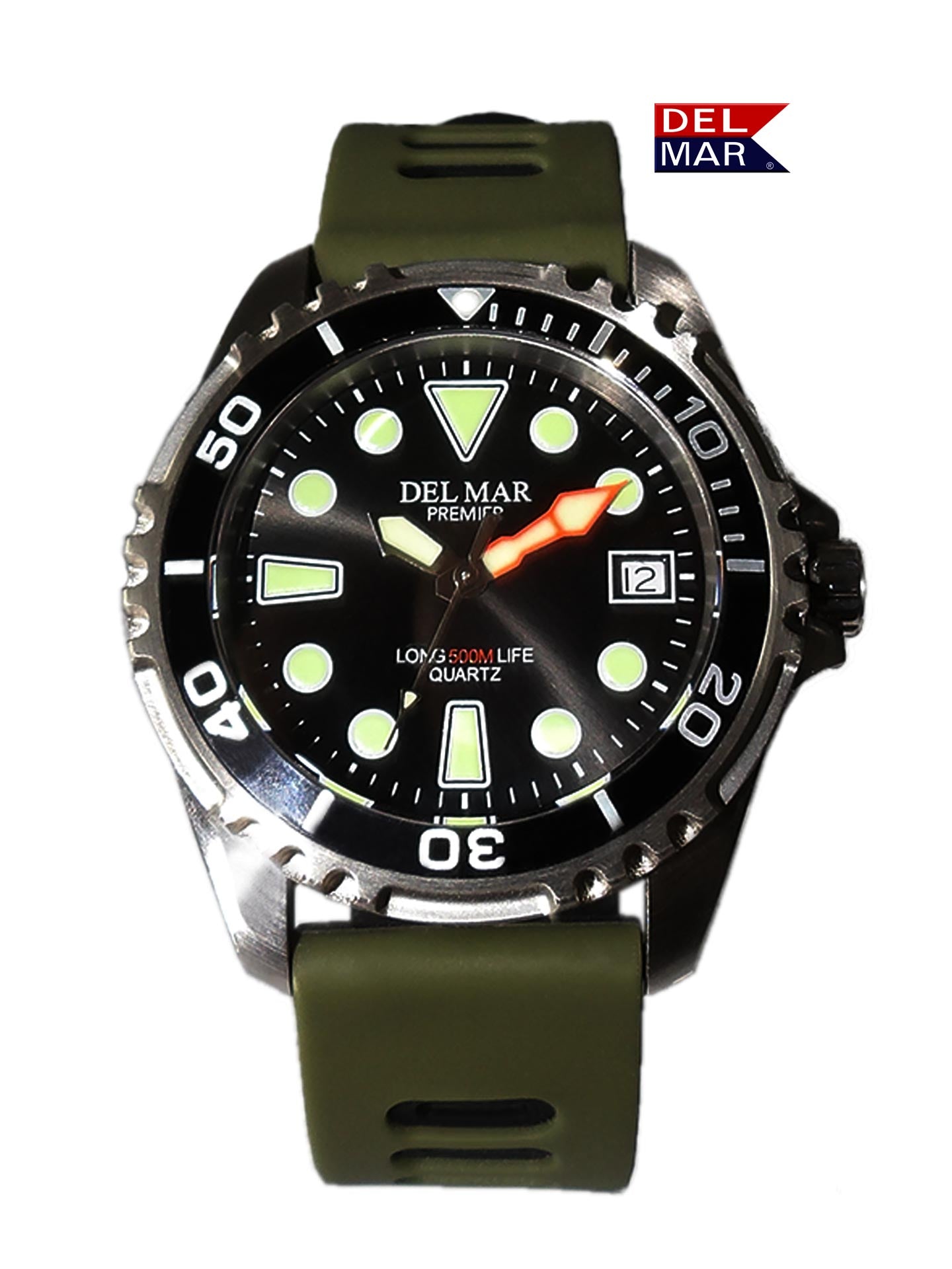 500 Meter Premier Pro Dive Watch #50425 - Black Dial / Khaki Strap