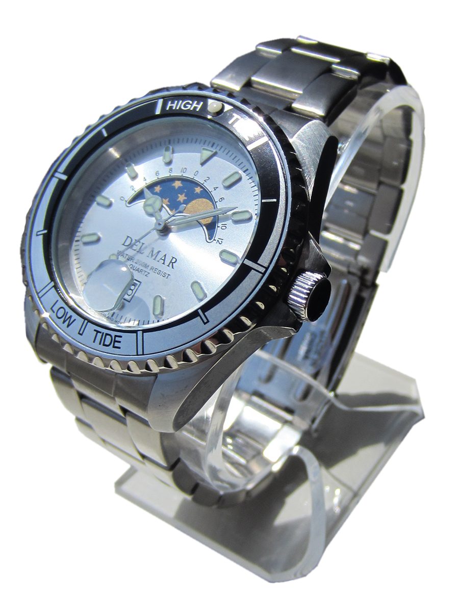Nautical Analog Tide Watch, Stainless Steel Band & Case 50400 Del