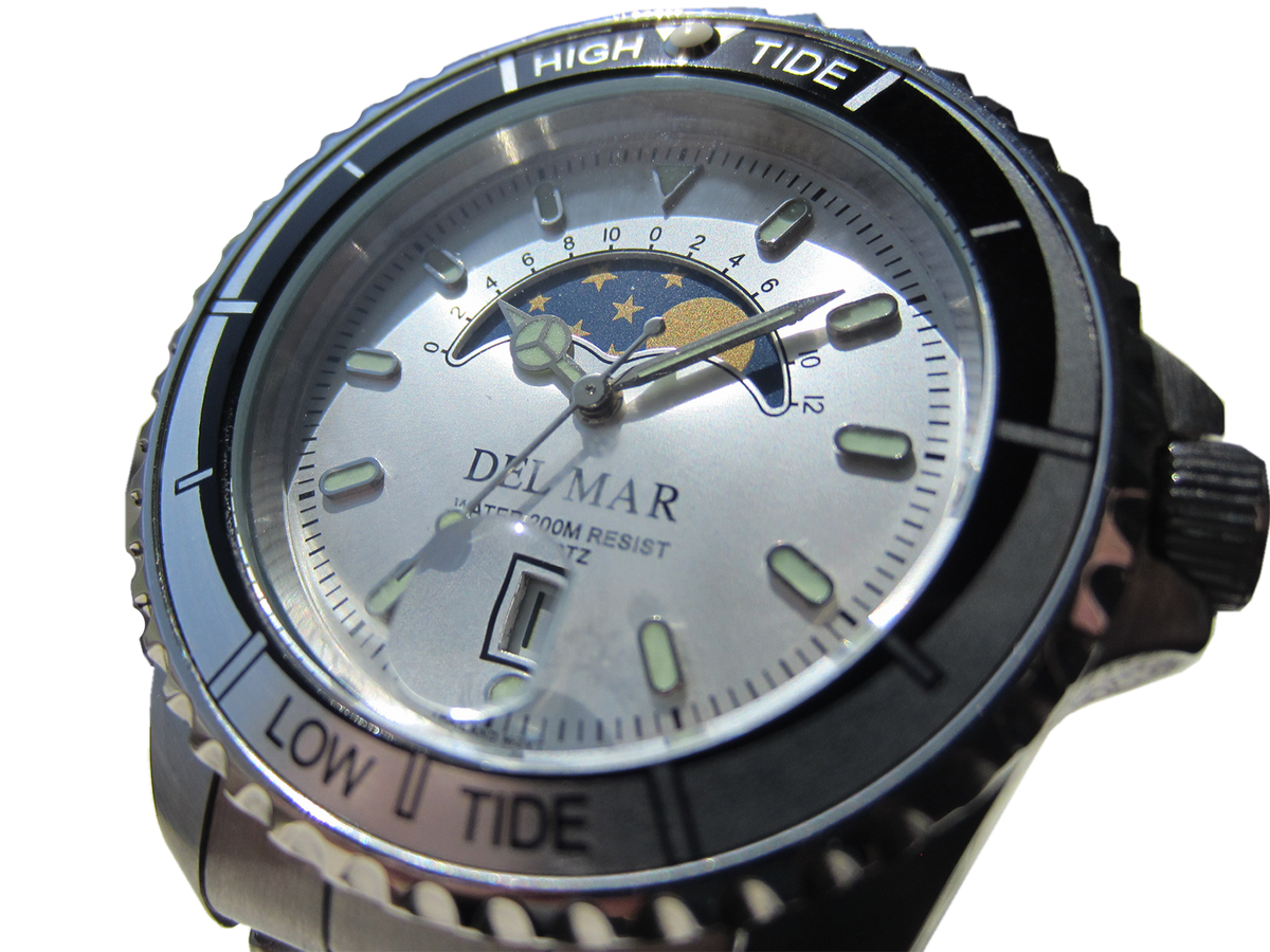 Nautical Analog Tide Watch, Stainless Steel Band & Case 50400 Del Mar Watches