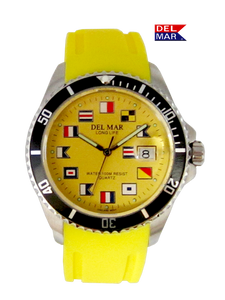 Del Mar Watches Men's and Youth Sportstrap: Yellow Nautical Face, 46mm x 40mm, 200m Water Resistant #50379