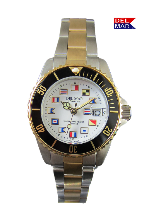 Why does Del Mar Watch add nautical flags to watch faces?