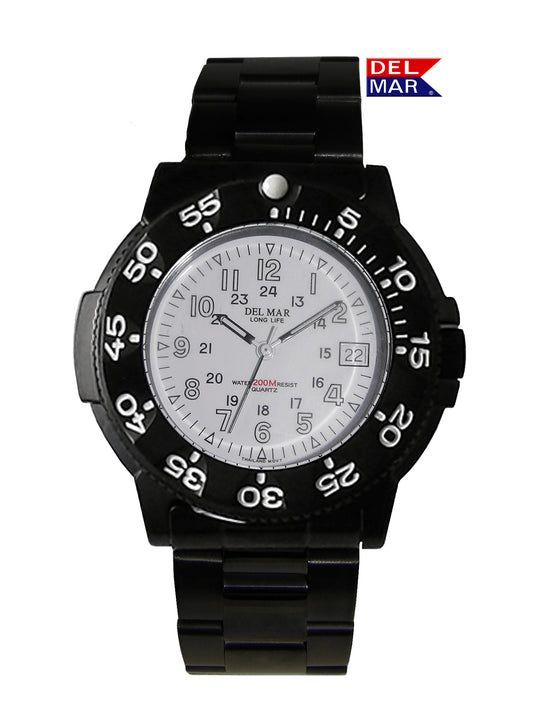 Men's Sand Key Dive 200M Watch – White Face & Black Metal Bracelet #50515