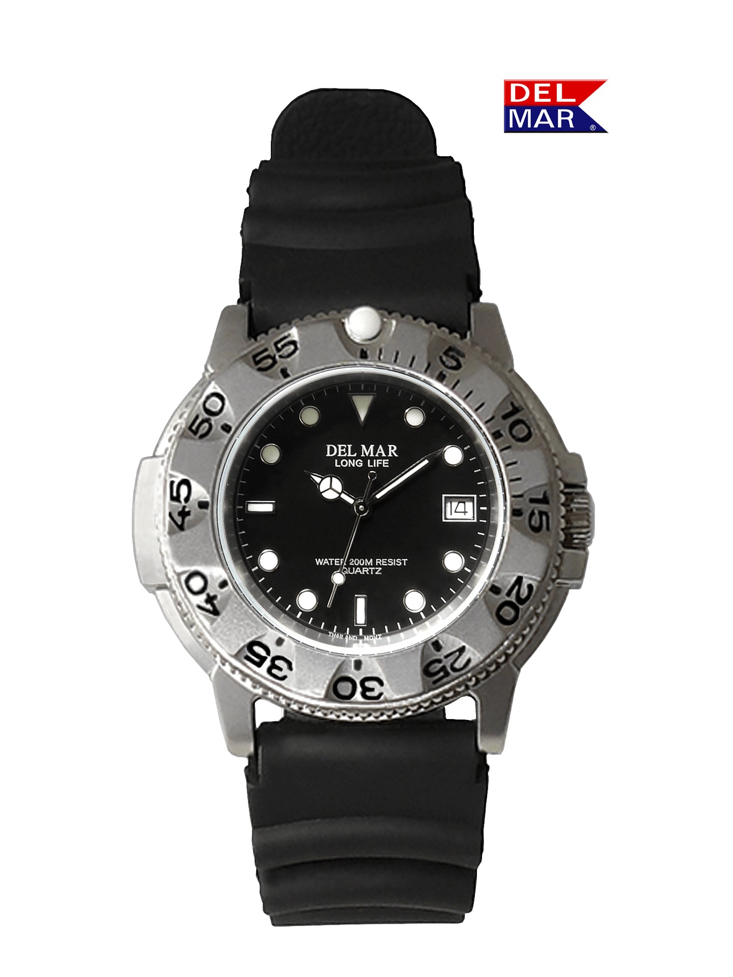 Del Mar Sand Key black dial rubber strap watch 50522