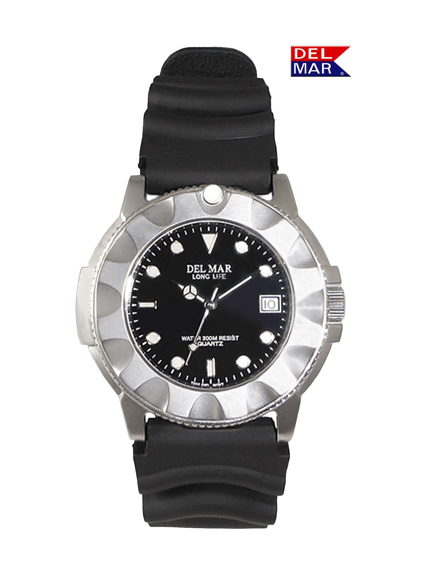 Del Mar Sand Key Black Dial Rubber Strap Watch 50524