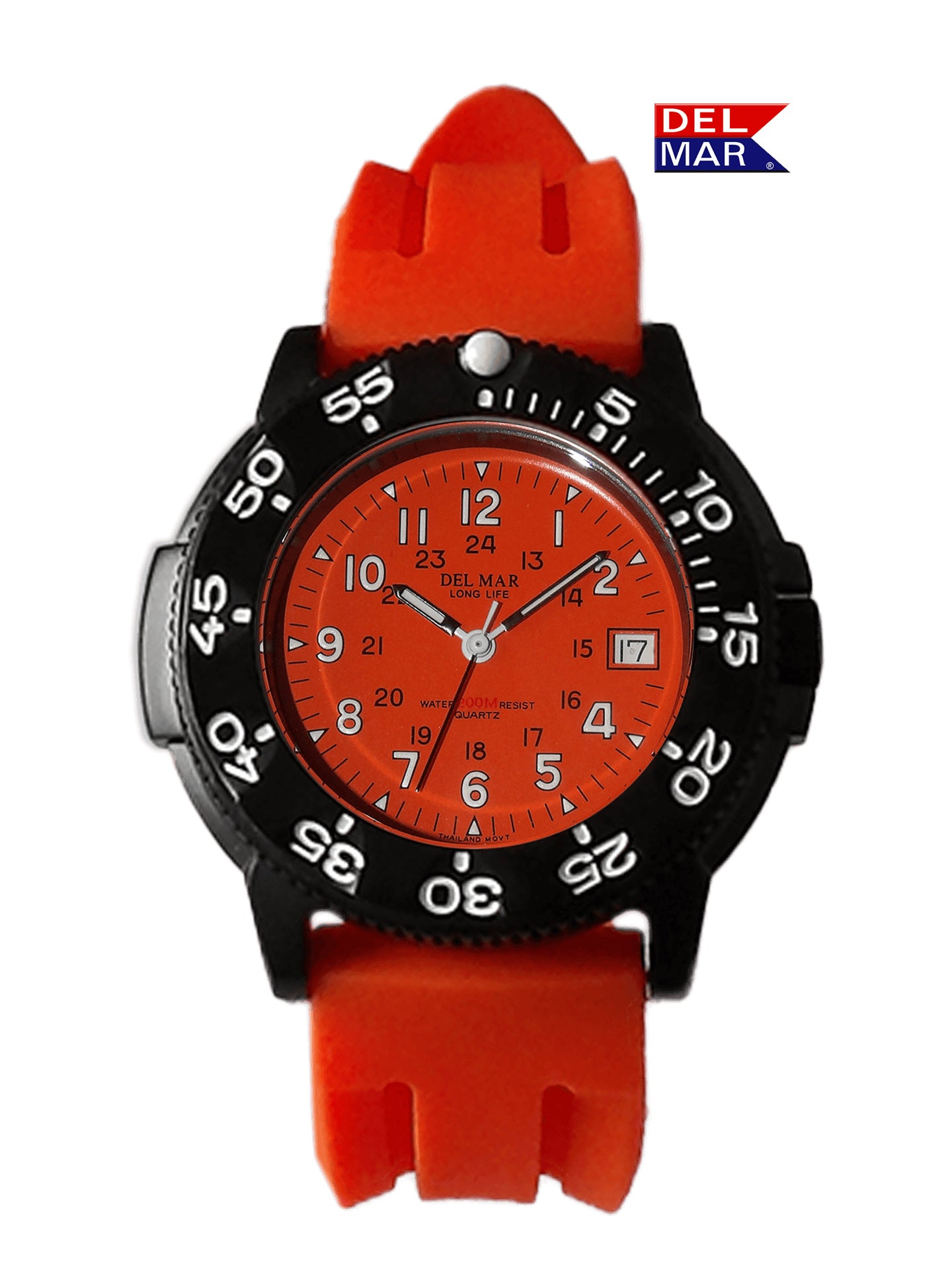 Del Mar Sand Key Orange Dial Rubber Strap Watch 50386