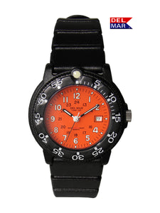 Del Mar Sand Key Ladies: Orange Face, Black Strap, 200m Water Resistant #50507