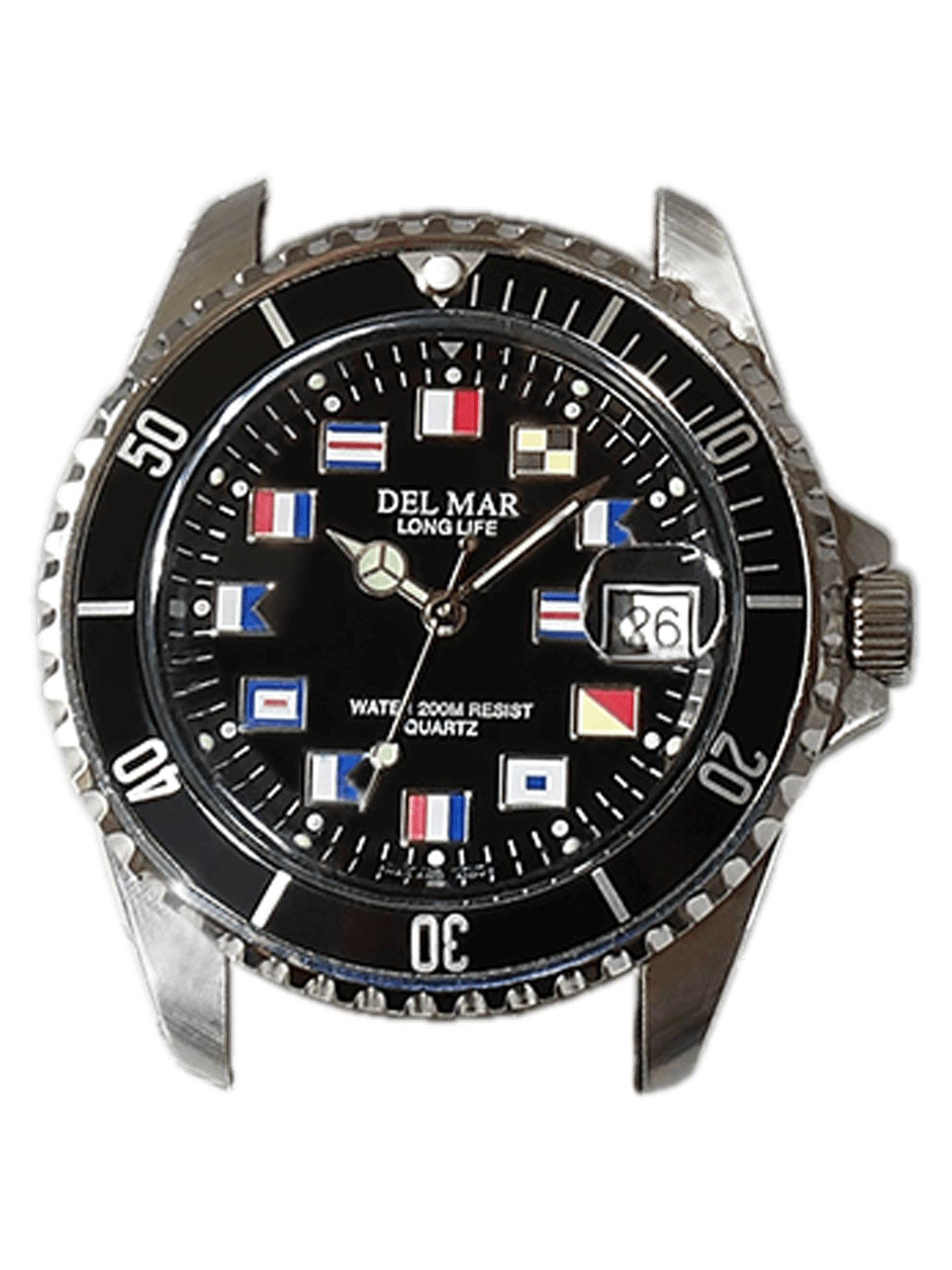 Nautical 200 blue black dial watch luminous markers
