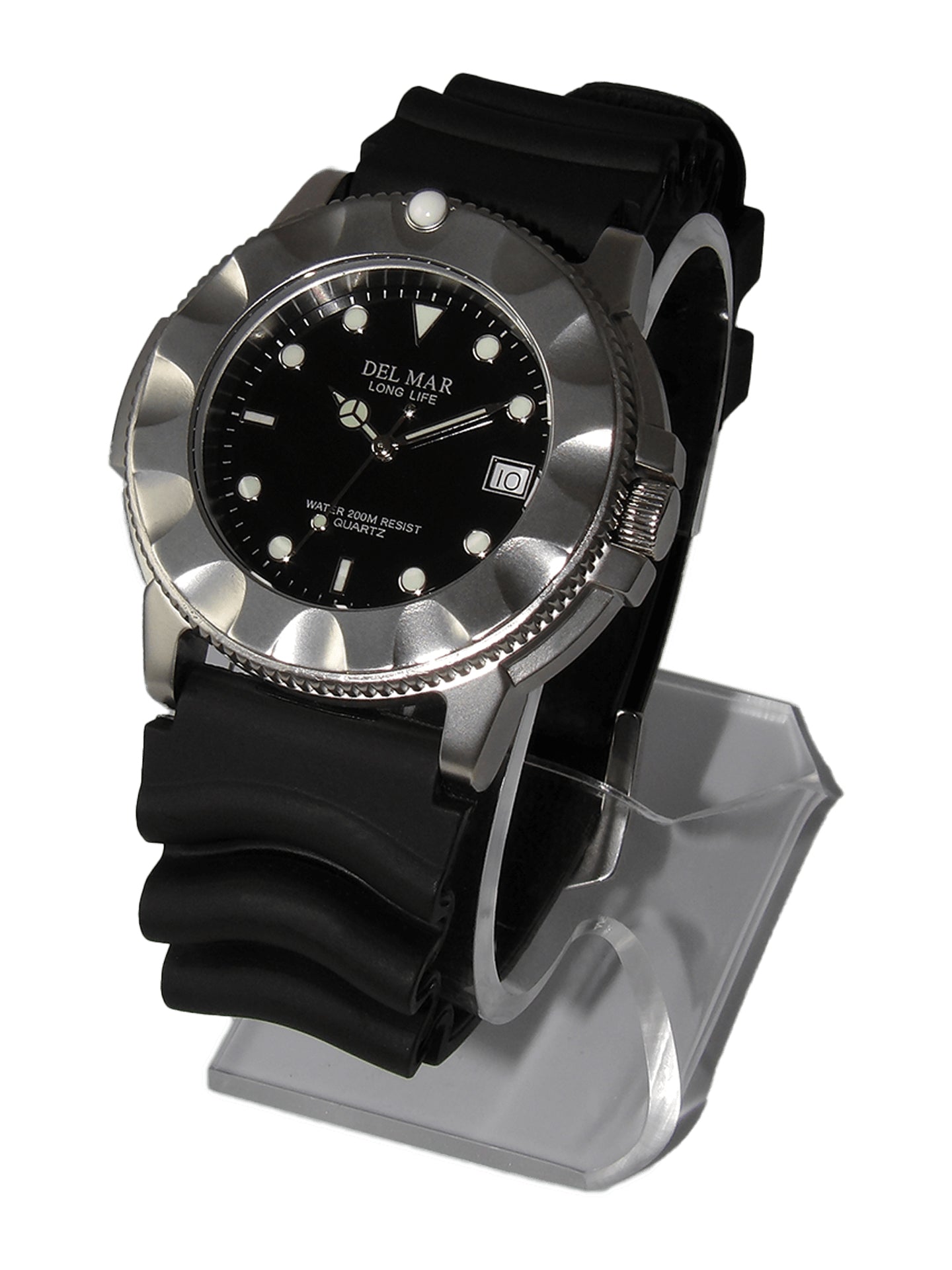 Del Mar Sand Key Black Dial Rubber Strap Watch 50524