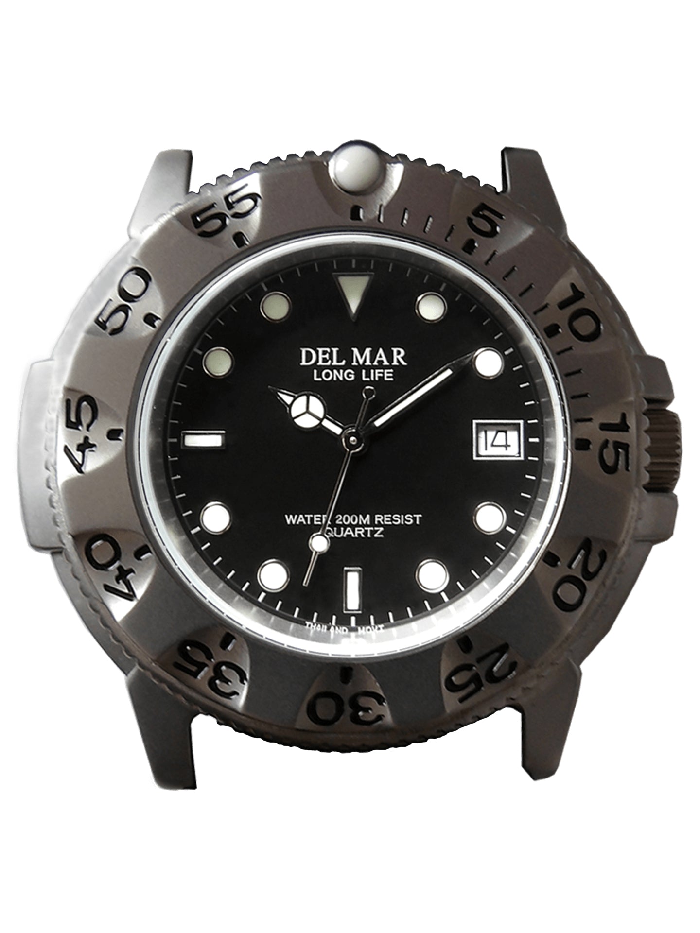 Close up black dial Sand Key watch rubber band