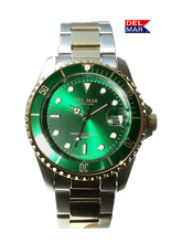 Del Mar Watches Men's Long Life Coronado Classic Green Face & Bezel TT Watch #50399