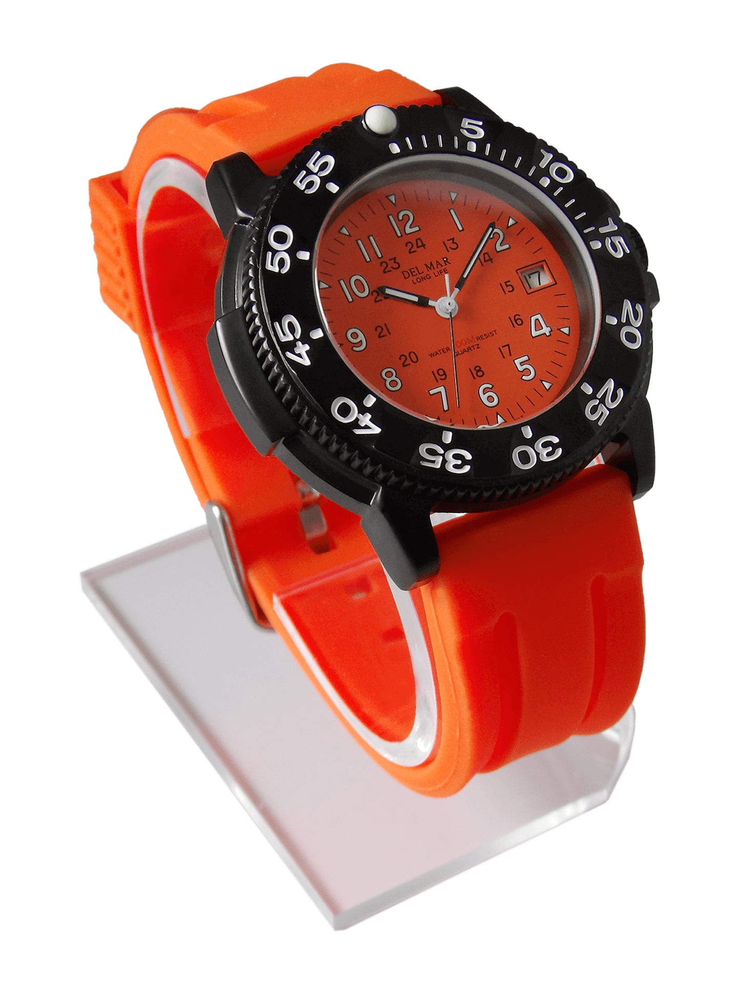 Del Mar Sand Key Orange Dial Rubber Strap Watch 50386