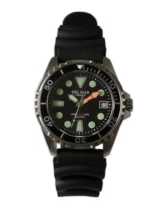 Del Mar Del Mar 500-Meter Premier Pro Dive Black Dial Watch with Sporty Rubber Band #50417