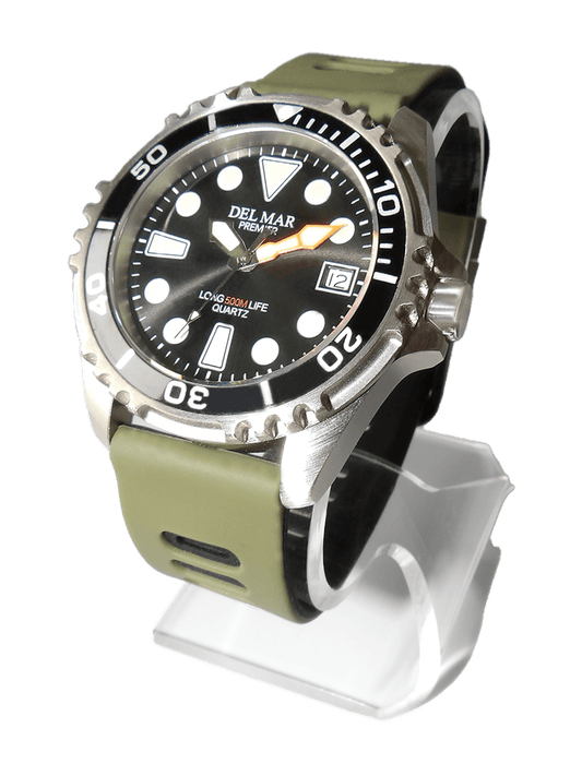 Del Mar Pro Dive 500M – Black Dial / Khaki Sport Strap #50245
