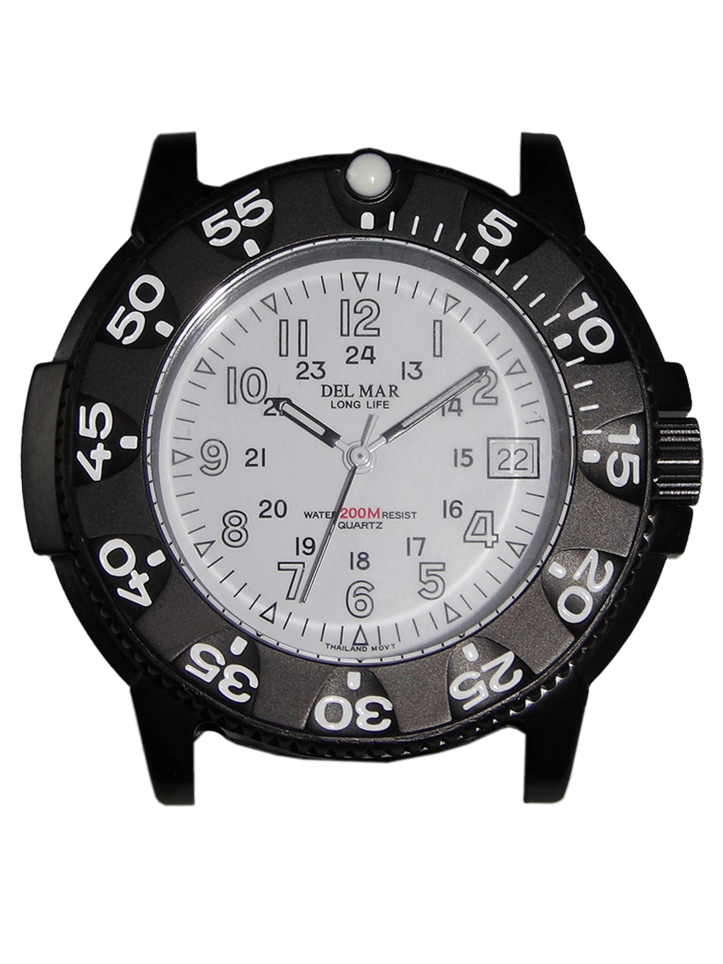 Men's Sand Key Dive 200M Watch – White Face & Black Metal Bracelet #50515