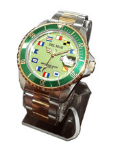 Men's Green Face Long Life Nautical Flag, Two-Tone Watch #50409