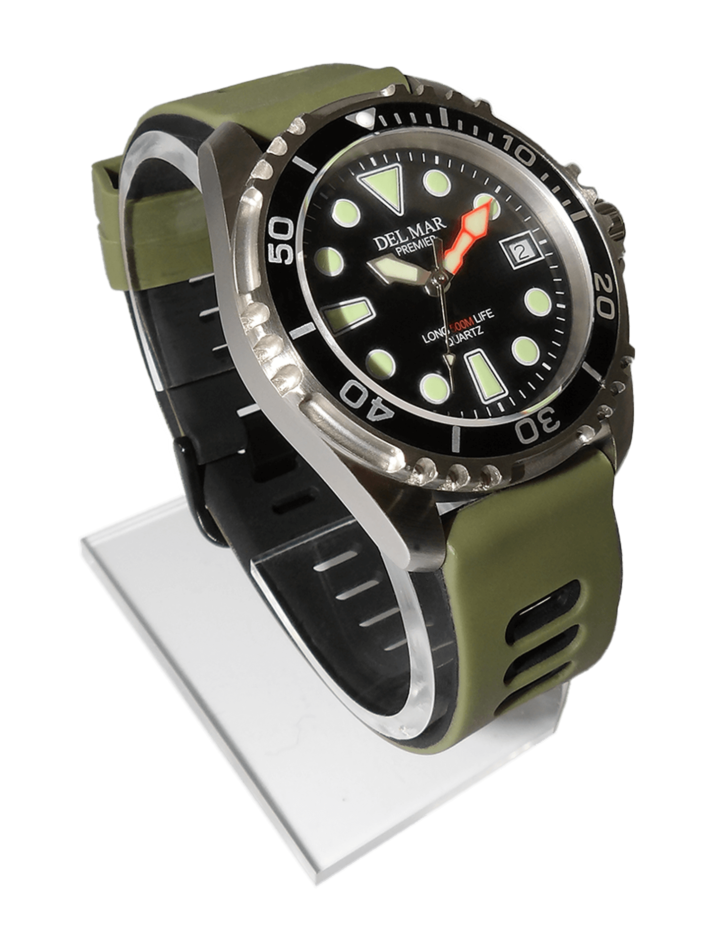 Del Mar Pro Dive 500M – Black Dial / Khaki Sport Strap #50245