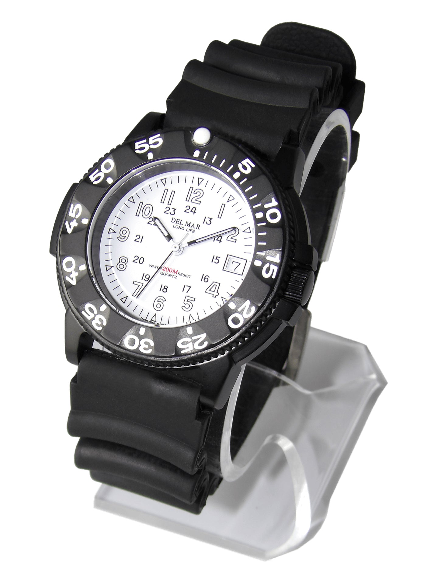 Men’s Sand Key Dive Watch – 200M Water Resistant, White Dial, Rubber Strap #50513