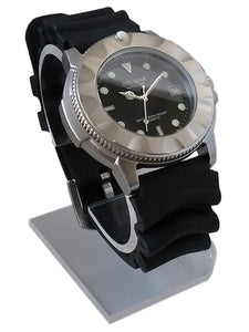 Del Mar Men's Sand Key Watch, Steel Case, Black Dial & Strap #50524