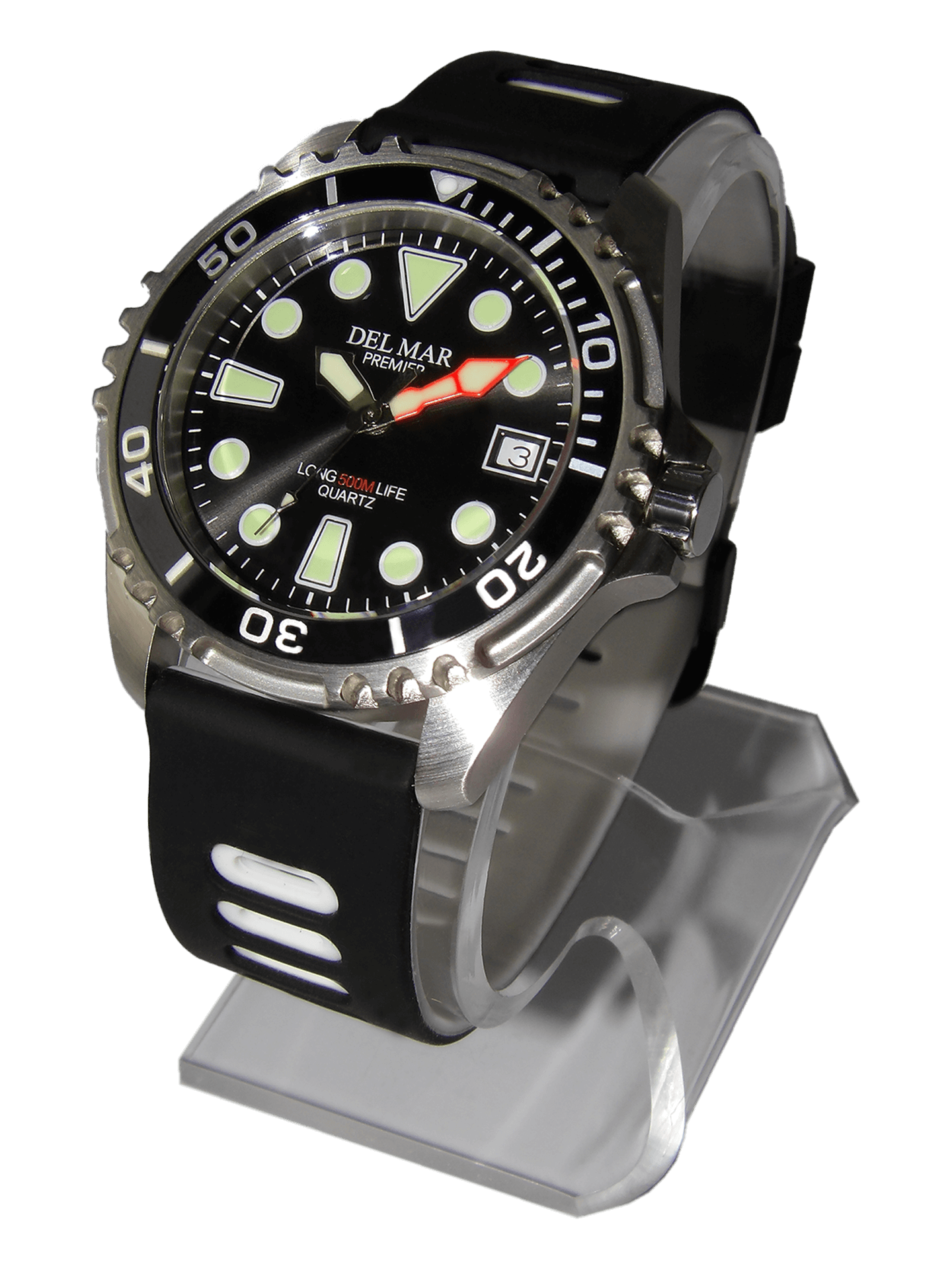 Del Mar Pro Dive 500M – Black Dial / White & Black Strap #50458