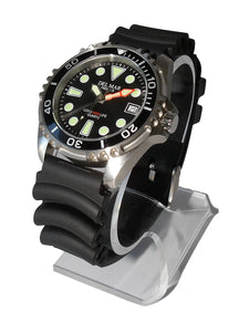 Del Mar Del Mar 500-Meter Premier Pro Dive Black Dial Watch with Sporty Rubber Band #50417