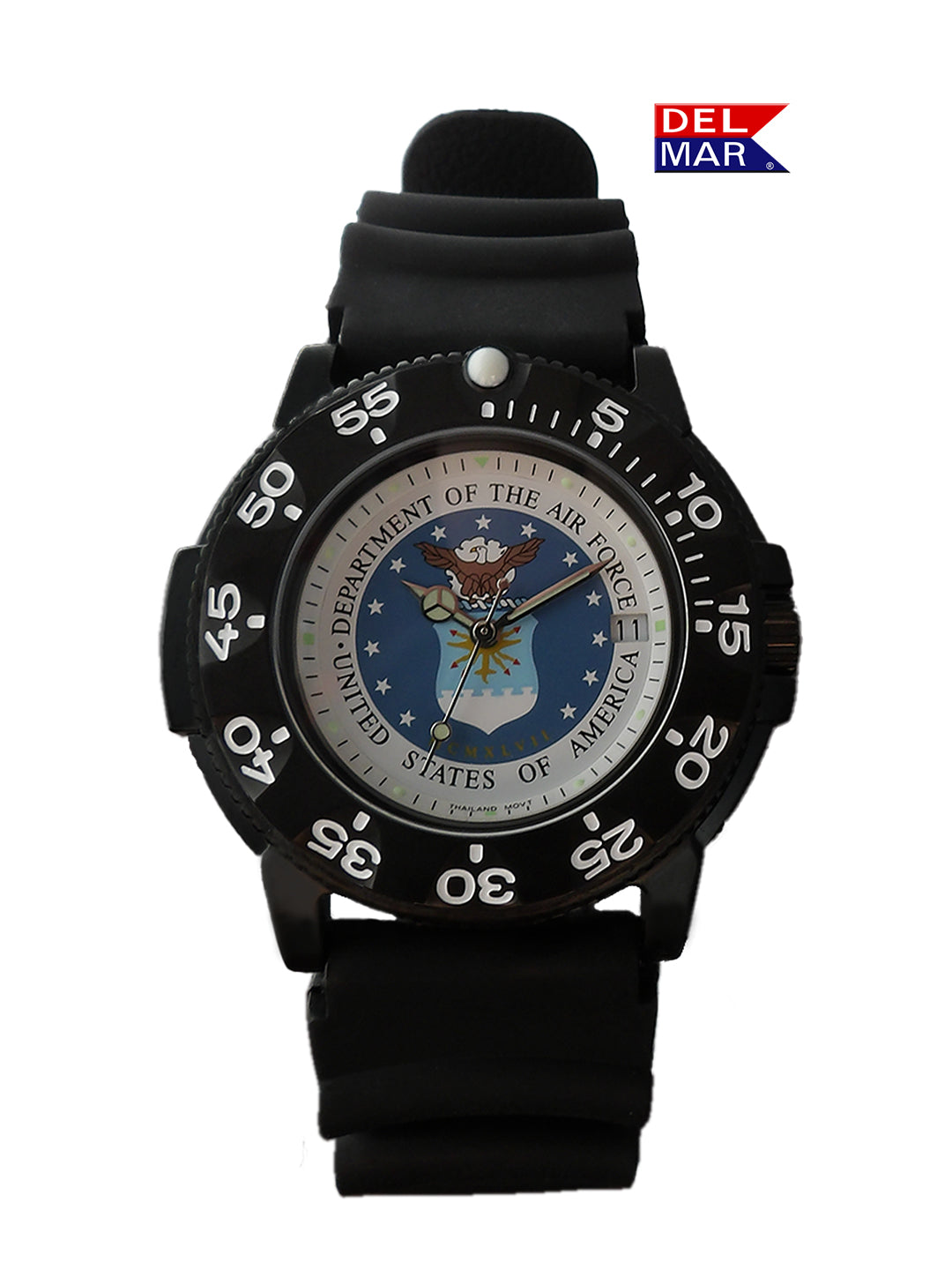 Del Mar Men's U.S. Air Force Military Watch - Black Strap