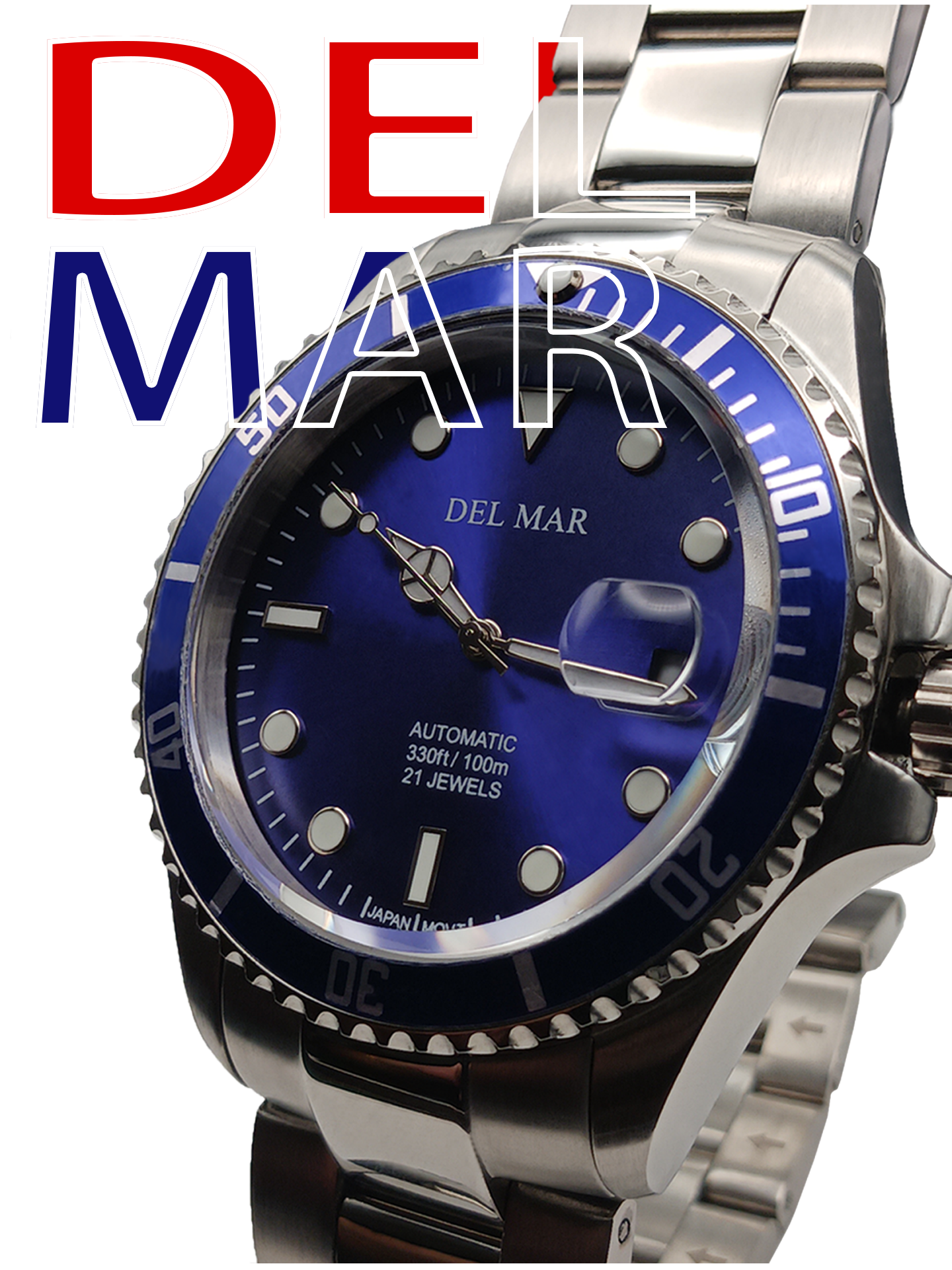 Del Mar Premier Automatic – Blue Dial / Stainless Steel Bracelet – Model 50391