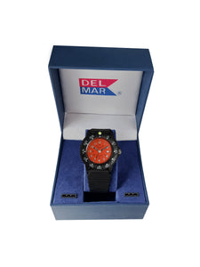 Del Mar Sand Key Ladies: Orange Face, Black Strap, 200m Water Resistant #50507