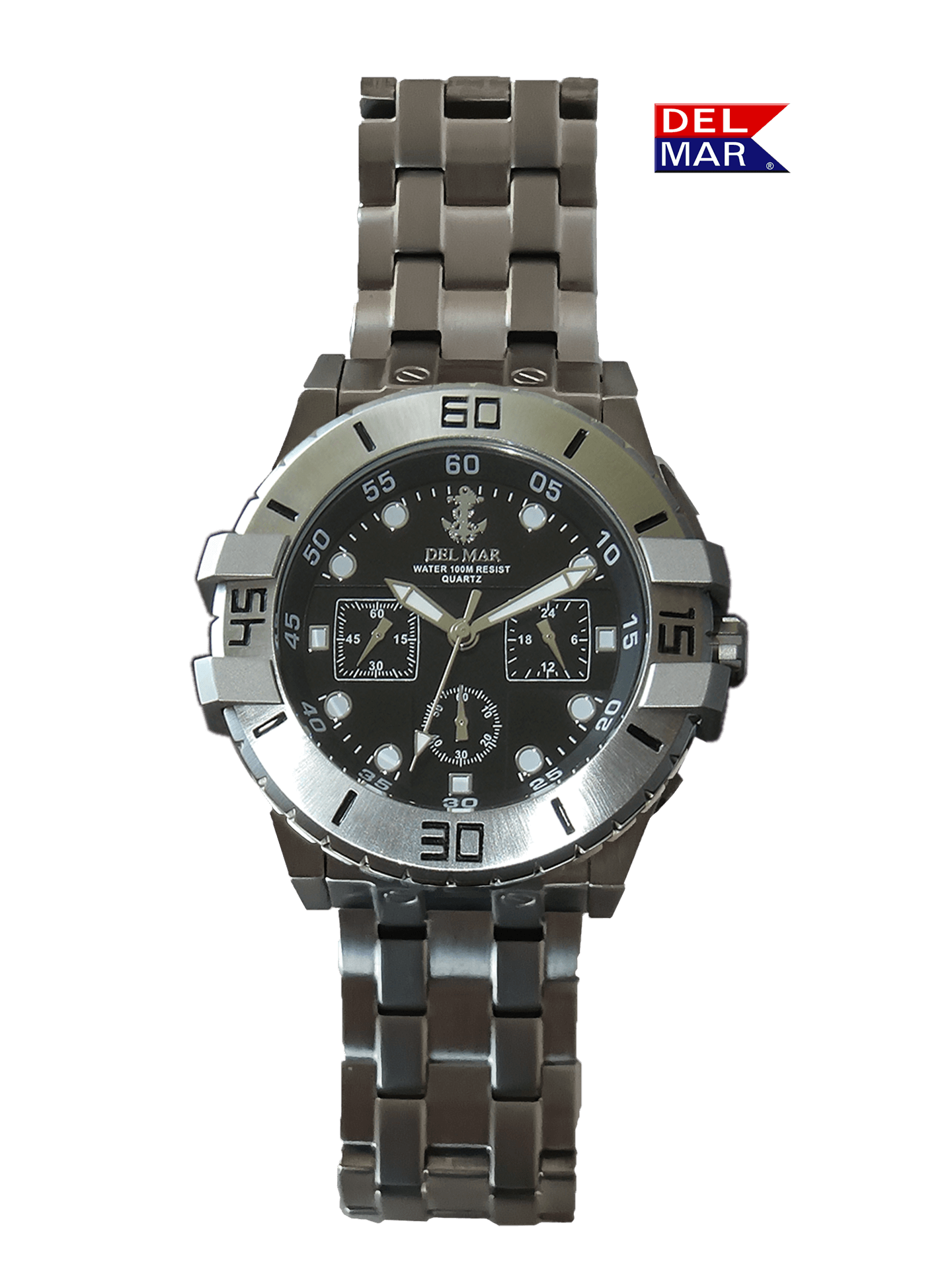 Del Mar Watches Men's All Stainless Steel Chronograph Watch 100M #50211