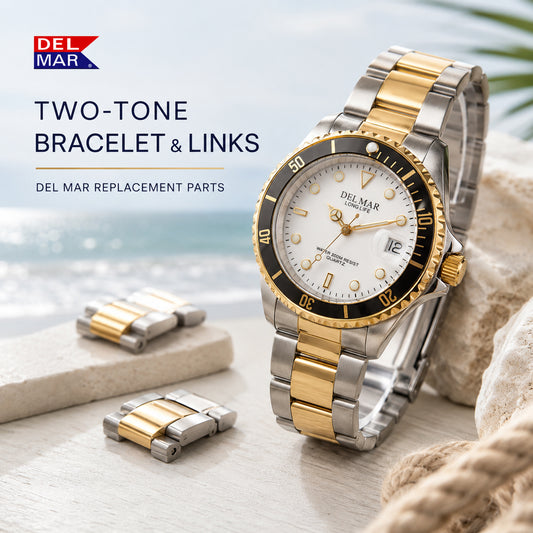 Adjust the fit of your Del Mar bracelet watch with genuine two-tone stainless steel replacement links.