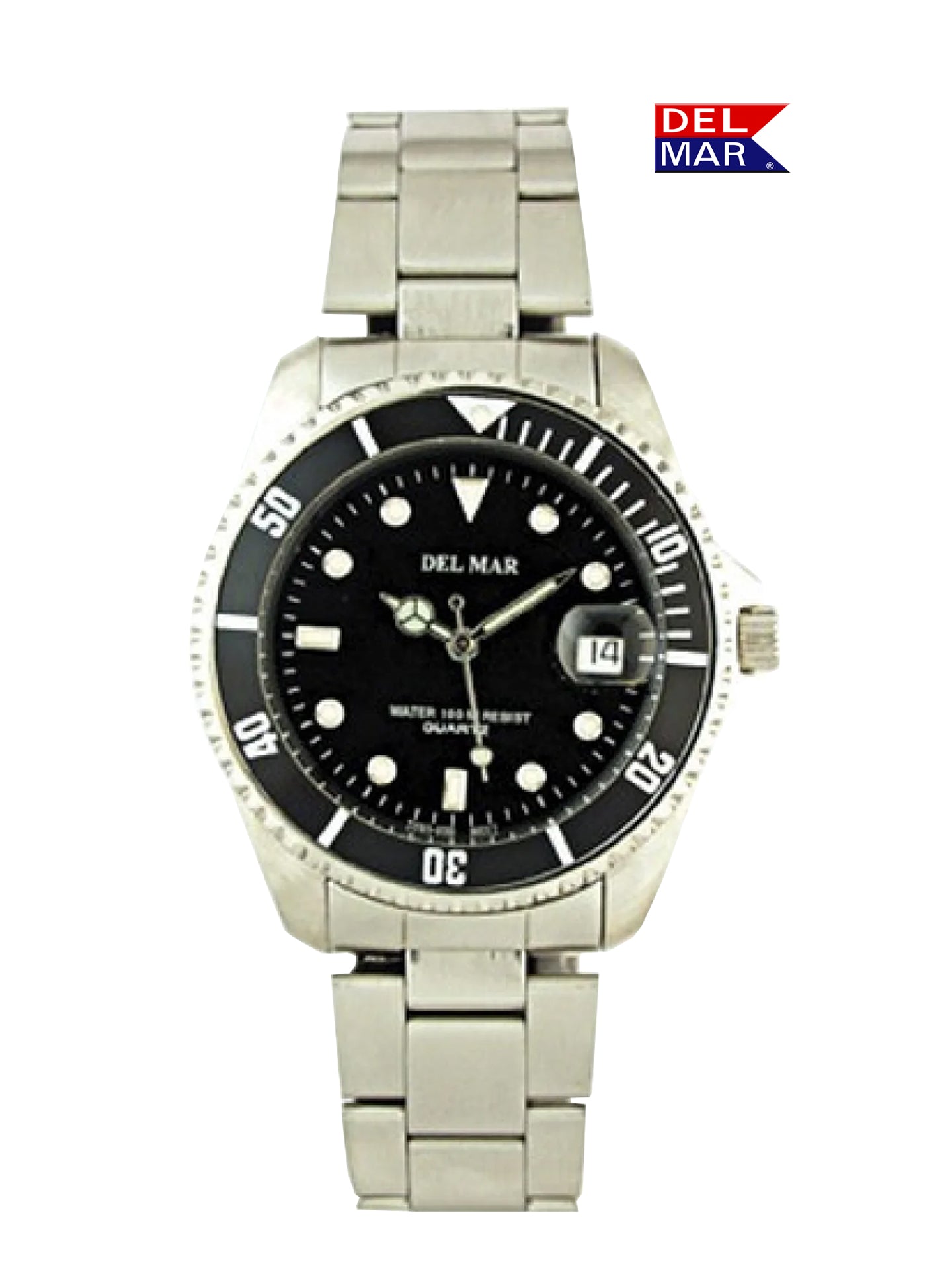 Del Mar Coronado His & Hers Black Dial Watch Set | Classic Stainless Steel