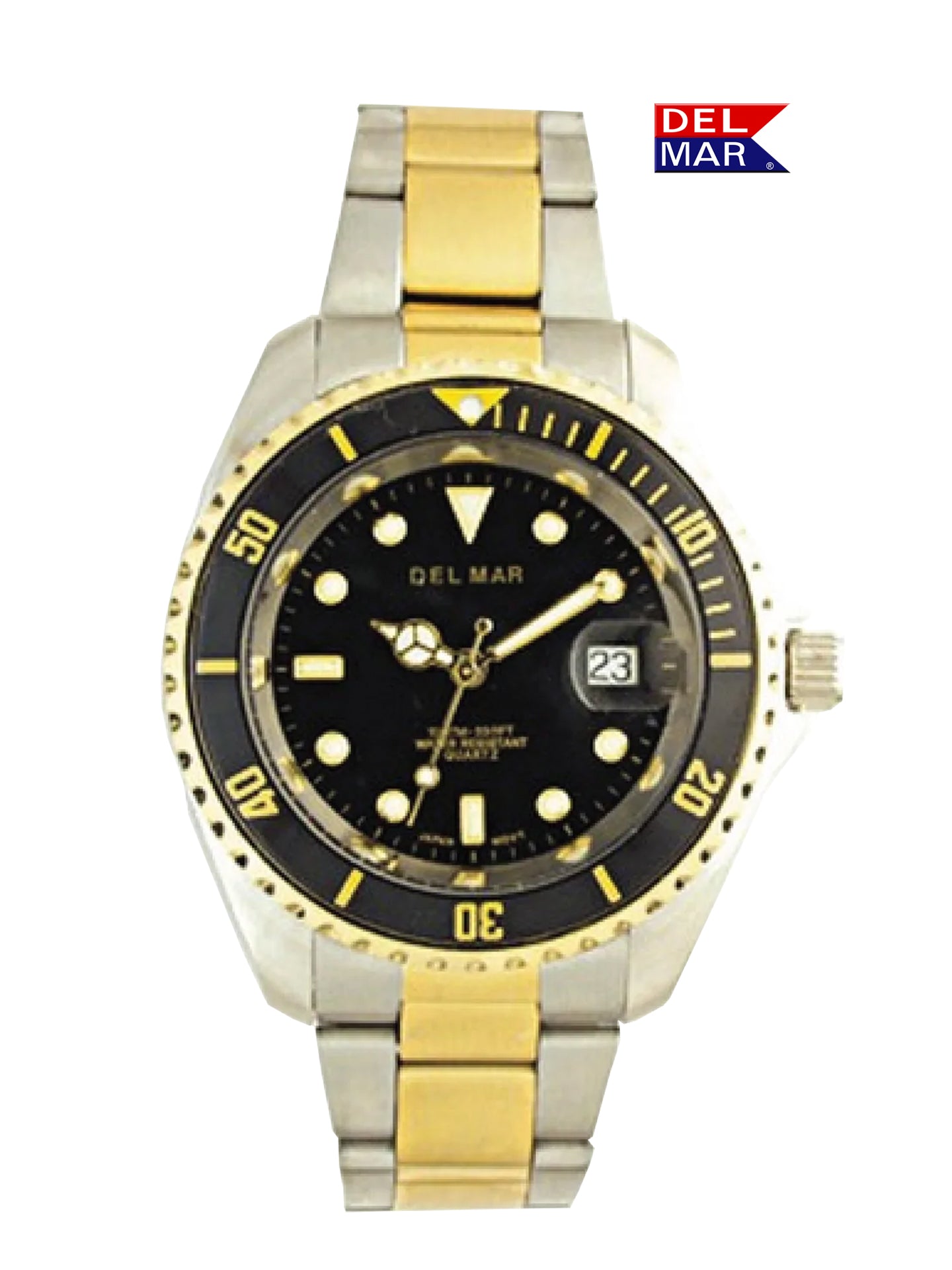 Del Mar Coronado His & Hers Black Dial Two-Tone Watch Set | Classic Stainless Steel