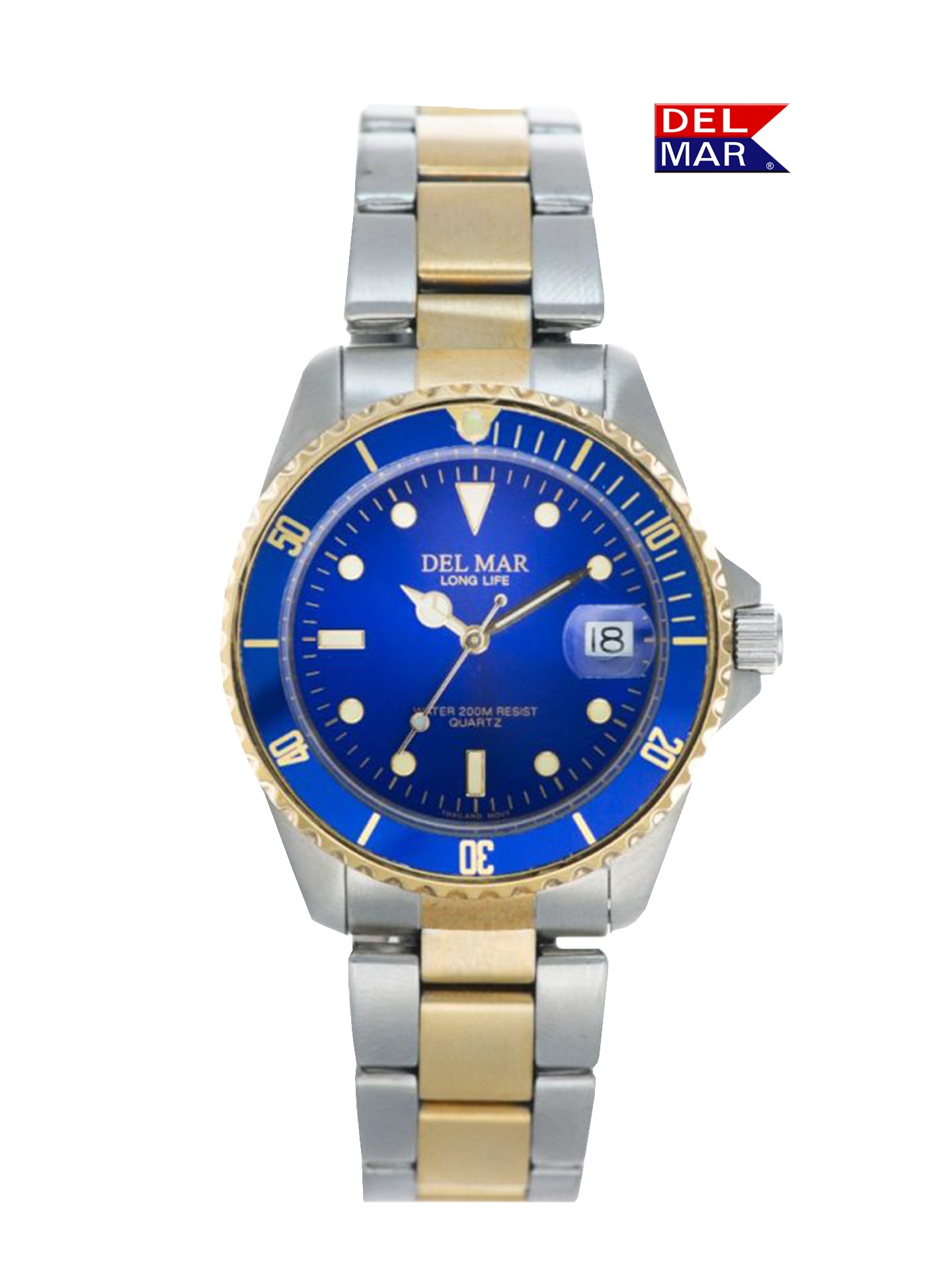 Del Mar Coronado His & Hers Blue Dial Two-Tone Watch Set | Classic Stainless Steel