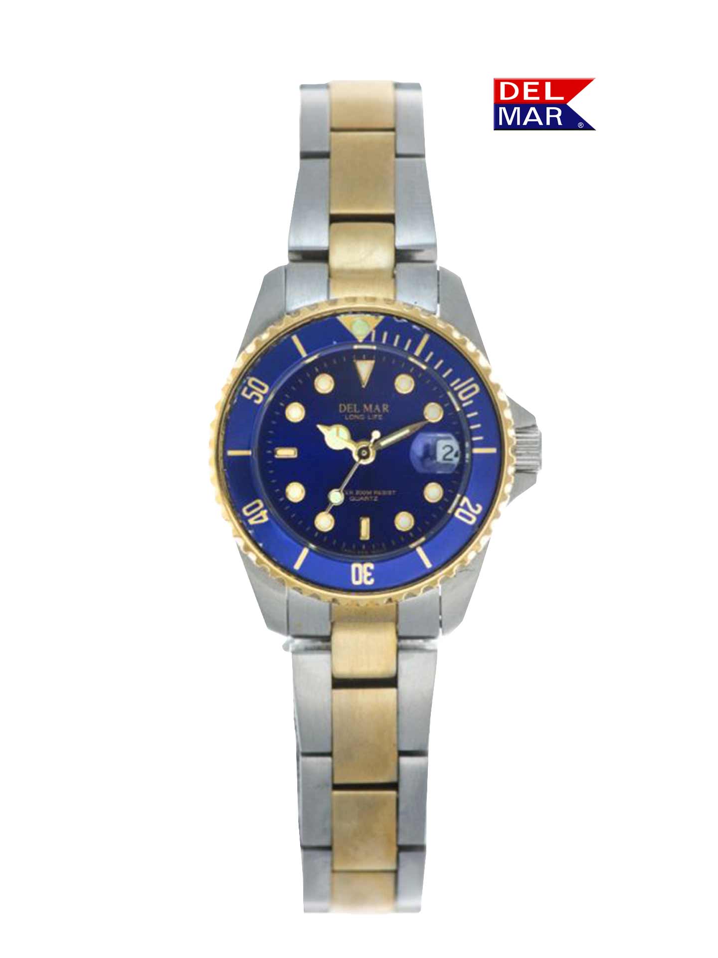 Del Mar Coronado His & Hers Blue Dial Two-Tone Watch Set | Classic Stainless Steel