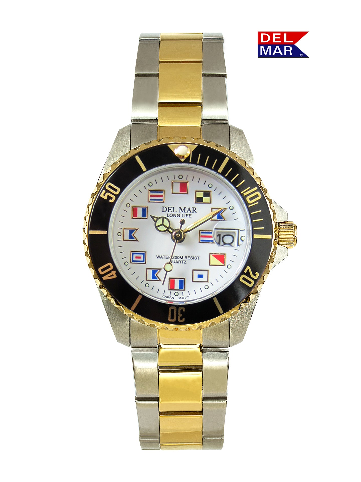 Men's Long Life Nautical Bracelet Two-Tone Watch #50121 – Del Mar Watches