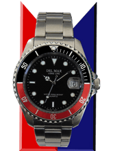 Men's Classic Coronado Black Face, Black & Red Bezel Watch #50125