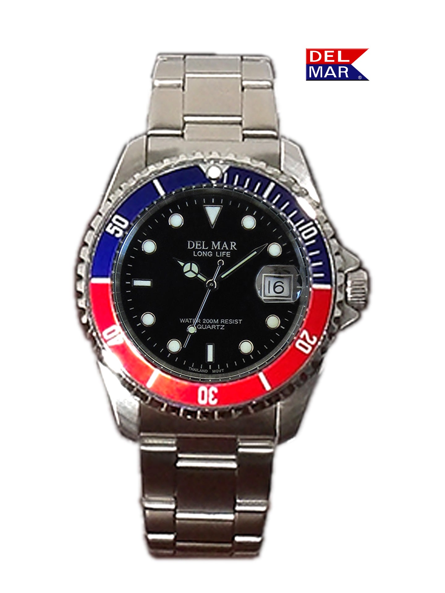 Del Mar Coronado Black Dial Red Black Bezel Watch 50127