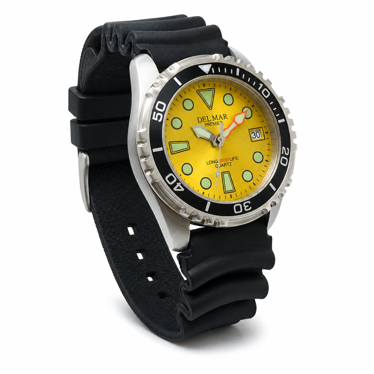 Del Mar Pro Dive 500M – Yellow Dial Black Strap Watch – Model 50419