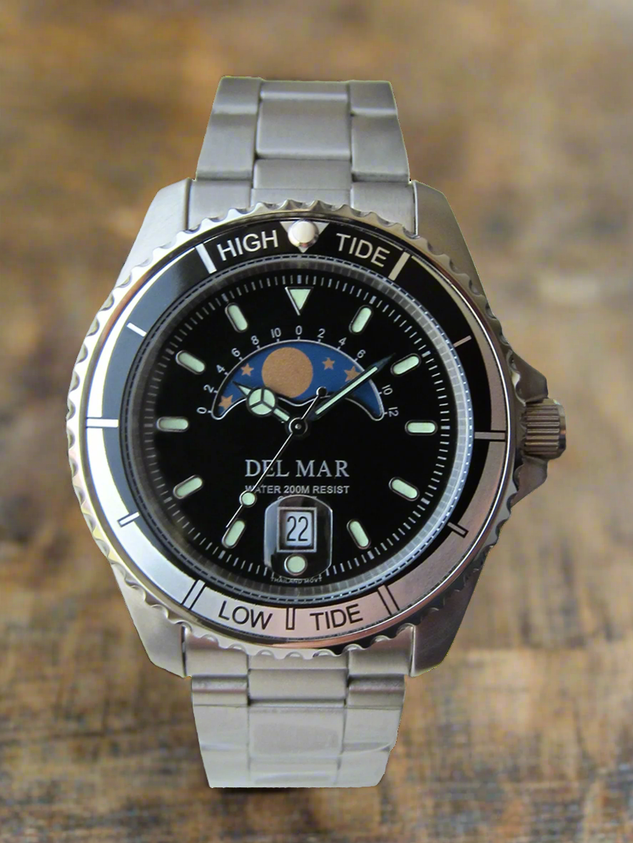 Del Mar Tide Watch – Black Dial / Stainless Steel Bracelet #50205