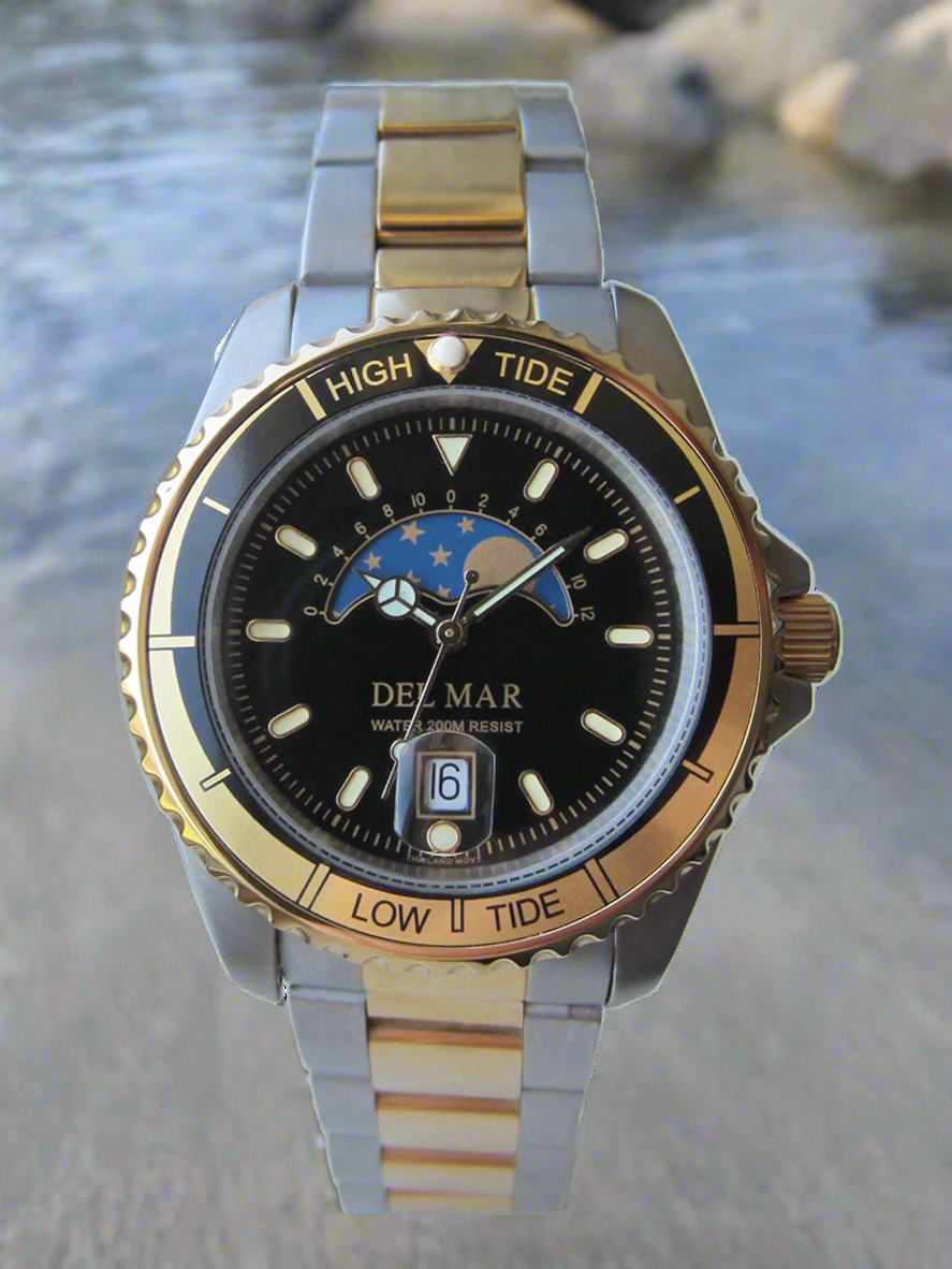 Del Mar Tide Watch – Black Dial / Two-Tone Stainless Steel Bracelet #50207