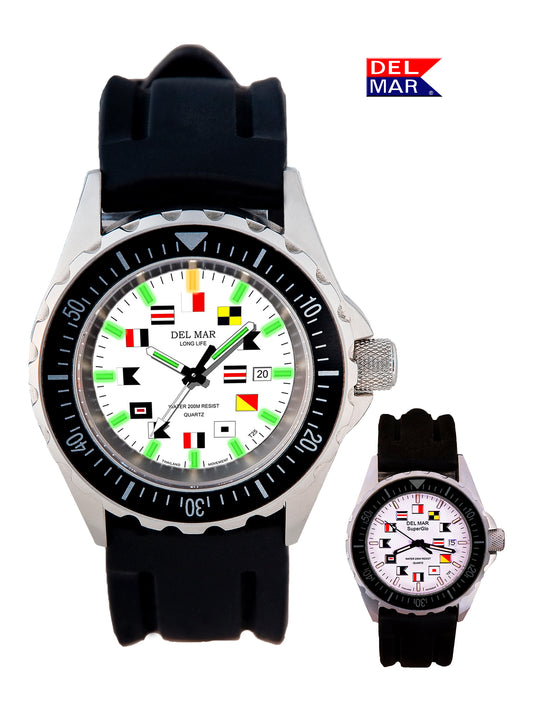 SuperGlo 200 Watch White Dial Black Strap 50236 | Del Mar