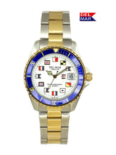 Del Mar Nautical 200 two tone white dial blue bezel watch 50256