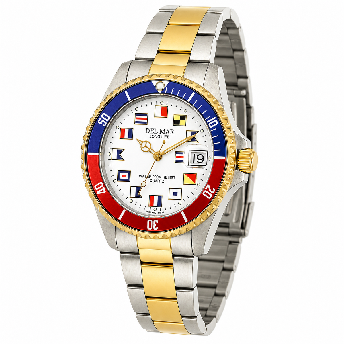 Del Mar Nautical 200 Men’s Two-Tone White Dial Watch – 50258