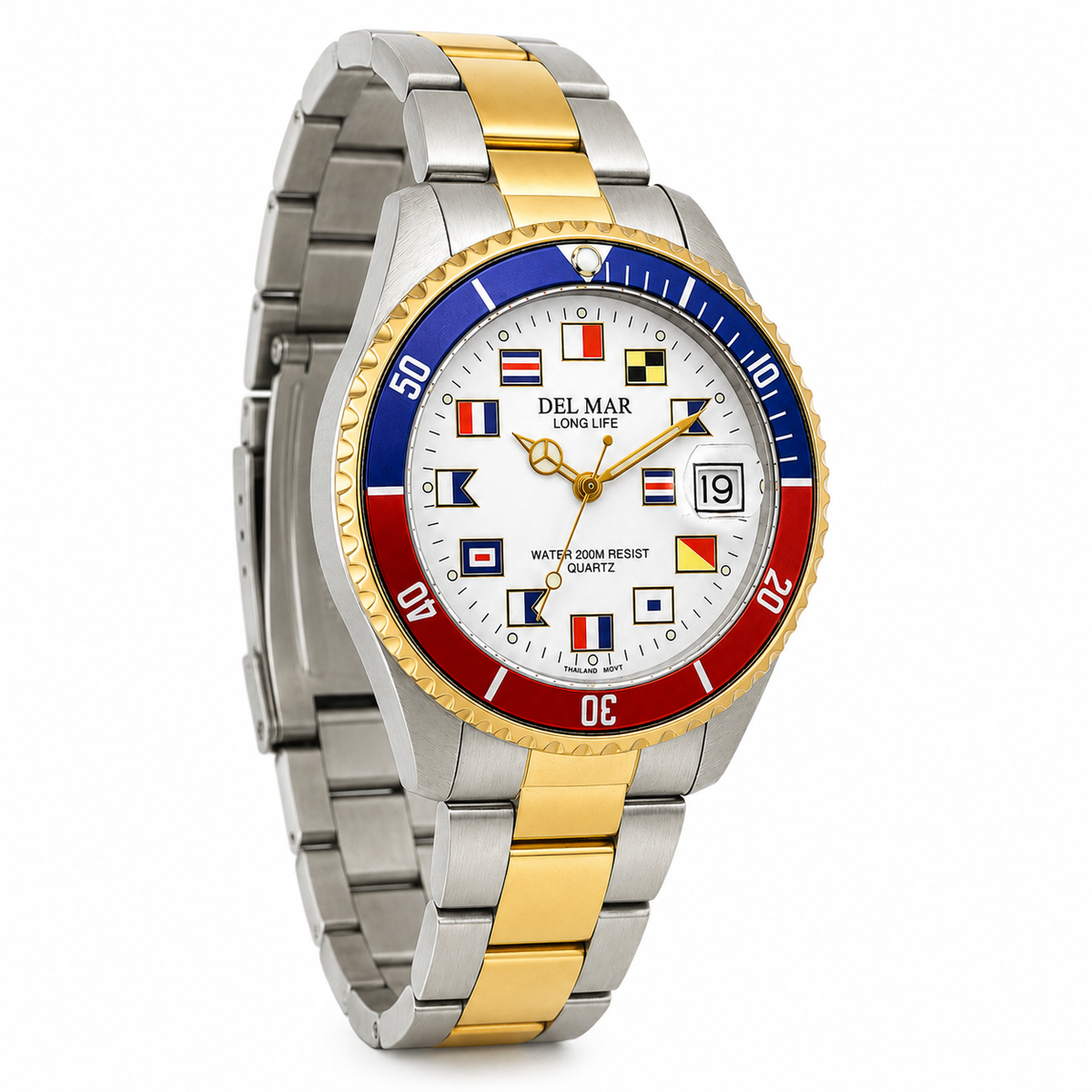 Del Mar Nautical 200 Men’s Two-Tone White Dial Watch – 50258