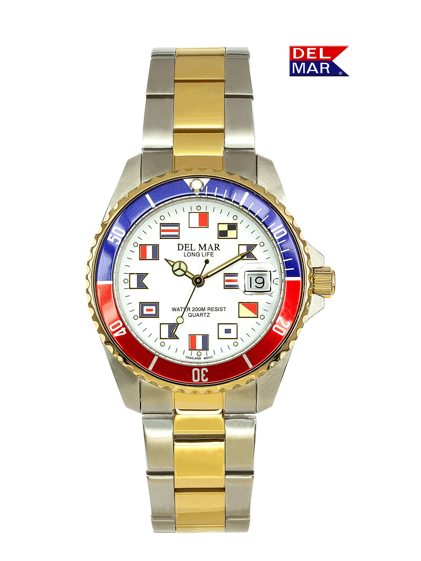 Del Mar Nautical 200 two tone black dial watch 50258