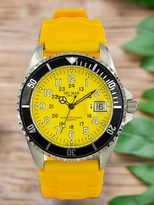 Del Mar Watches Men's and Youth Sportstrap: Yellow Face with numbers, 200M Watch #50267