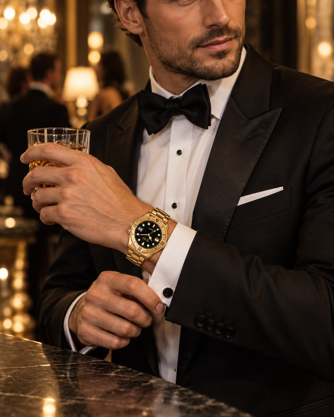 The Del Mar Watches 50273 Admiral Gold Tone Watch will dress up your event. OR see you to a 200 Meter Dive Trip. That's Versatile.