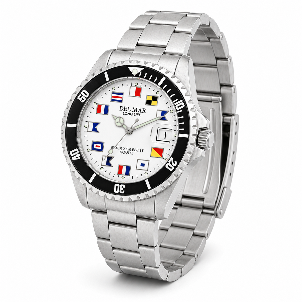 Del Mar Nautical 200 Men’s Stainless Flag Watch – 50289