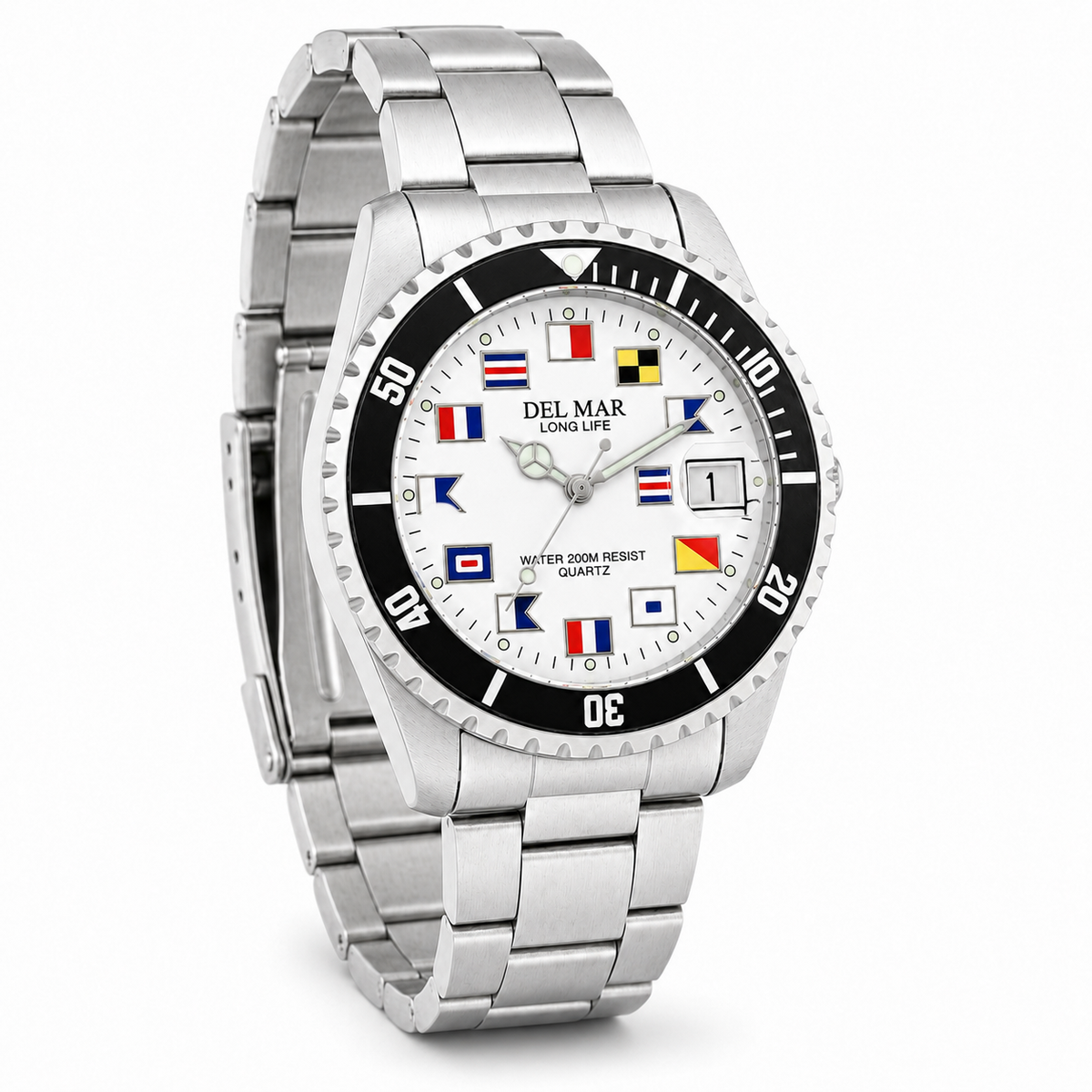 Del Mar Nautical 200 Men’s Stainless Flag Watch – 50289
